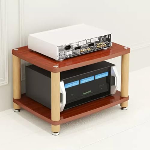 ZIUSFAC Holz Audio Regal Spielekonsole Schrank 2/3/4 Etagen Audioständer Audio-Video-Komponenten Rack Medienständer Großer Audio Entertainment-Center Rack(Red,2-Tier)