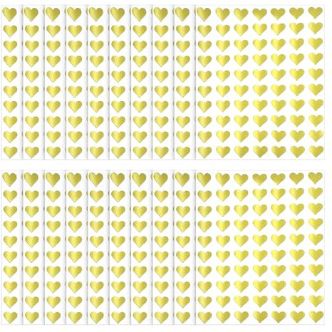 ONEWEST 1200 Stück/20 Bögen Sticker Herzen,Selbstklebend Sticker Hochzeit,Glitzerherz Sticker Hochzeit Gästebuch für Valentinstag/Muttertag/Hochzeit Gästebuch/Scrapbook-Gold