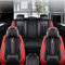 Muchkey Leder Auto Sitzbezüge kompatibel mit Hyundai für i10 i20 i30 Vordersite und Rücksitze Sitzbezügesets Sitzbezüge & Auflagen zubehör Innenraum (Luxus mh97 Schwarz rot