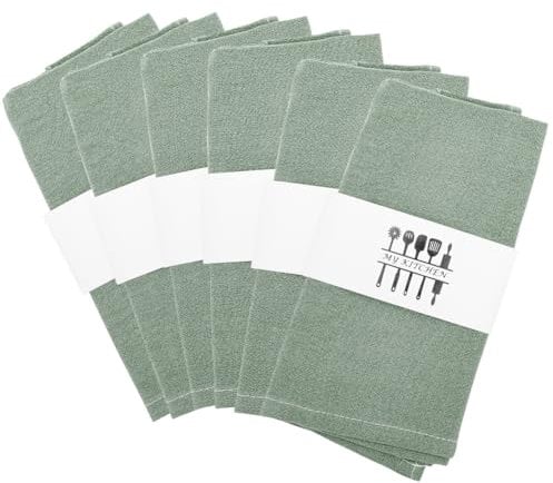RANJIMA Stoffservietten Leinenservietten, Dinner Stoffservietten Baumwolle, 6er Set Servietten Stoff Leinen Tuch, Abwaschbare Servietten für Vatertag Muttertag Party Hochzeiten (Lichtgrün)