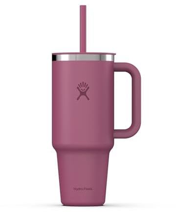 HYDRO FLASK - Travel Tumbler 1180 ml (40 oz) mit verschließbarem Press-In-Strohhalmdeckel - Edelstahl - Doppelwandige Vakuumisolierung - Spritzwassergeschützter Deckel - Reef