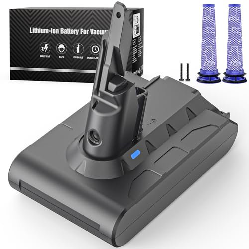 Keenstone Batteria per Dyson V7, 21.6V 4600mAh con Pre Filtri 2PCS, Adatto per SV11 Trigger V7 Allergy Animal Motorhead Pro Car + Boat Fluffy Mattres Aspirapolvere