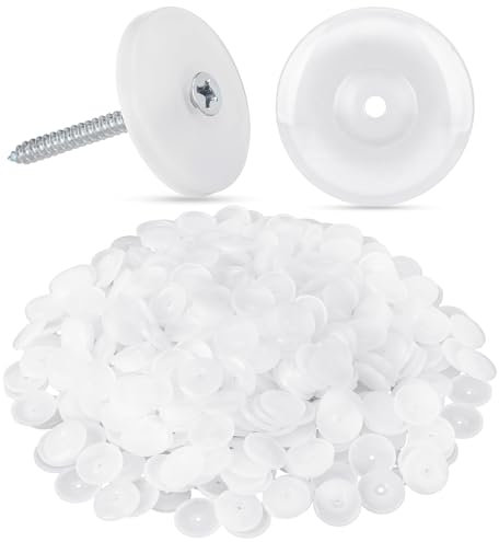 Marsui 500pcs Plastic Cap Washers 1-1/8'' Flat Use with Nails or Screws Cap Washer for Installing the Roofing Felt Rigid Board Insulation, House Wrap, and Radiant and Vapor Barriers