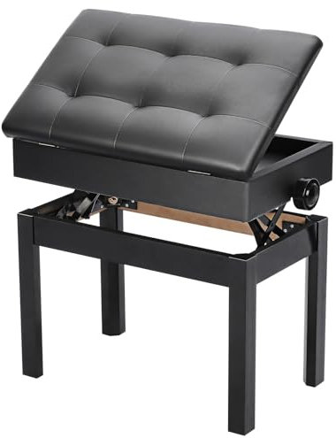 GROWNEER Piano Stools 56x34x48cm Adjustable Piano Stool with Storage Keyboard Stool with Under Seat Storage Unit Multi-Purpose Stool for Piano Stool Storage