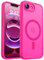 CANSHN Coque Magnétique pour iPhone 16e(6,1 Pouces), Compatible avec MagSafe, [Protection Complète de l'appareil Photo] Housse Fond Mat Translucide,Rose Vif