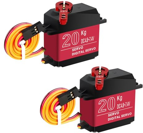 QIQIAZI Servo Motor, 2 Stücke 20KG Digital Metal Servomotor Digitaler Servomotor Volles Kupfer Metall Getriebe Servo,RC Servo für RC Flugzeug Hubschrauber,Roboter,RC Auto Boot für Arduino