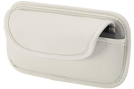 HEROFFIX Car Sunglasses Case Universal Car Visor Eyeglasses Holder Storage Box PU Leather Grey,White 21.5x12cm 1 Pcs