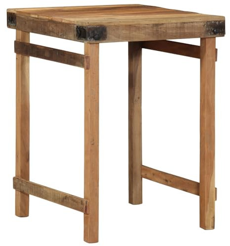 vidaXL Rustikaler Esstisch aus massivem Holz für 4 Personen | Innenbereich Naturholz Finish Höhe 76 cm Maße 55 x 60 cm Glatte Oberfläche einfache Pflege Perfekter Tisch für Küche oder Esszimmer