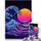 Puzzle für Erwachsene mit 1000 Teilen Lernspiel-Herausforderungsspielzeug Große Welle Neon Art Verbessern Sie das Gedächtnis75x50cm