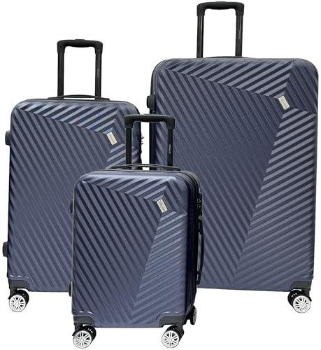 xRace 3-teiliges Kofferset ABS Hartschalenkoffer – 20/24/28 Zoll Handgepäck Trolley, 4 leise 360° Doppelrollen, TSA Schloss, stoßfest, platzsparend stapelbar, Premium Innenfutter (Marineblau)
