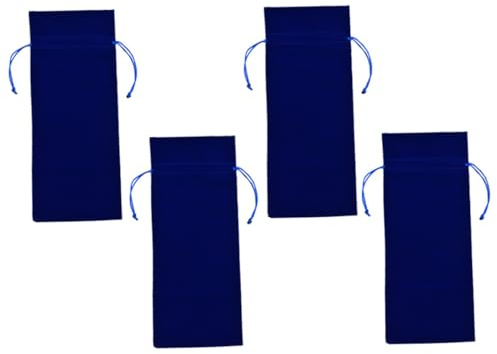 KOMBIUDA 4 Stück Flannelette Weinflaschenbeutel mit Zugband Hochwertige Blaue Flaschentaschen für Partys Hochzeiten und Weindekoration für Feiern und Festliche Anlässe