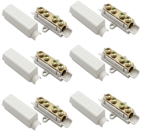 Hoembpn 6 Stück Hochleistungs-Drahtverbinder Verbinderklemmen Messing 100A 1000V - Doppelschrauben Kabelverbinder, ABS Gehäuse, für 2.5-16mm² Draht, für Deckenleuchten Schalter Elektroinstallation