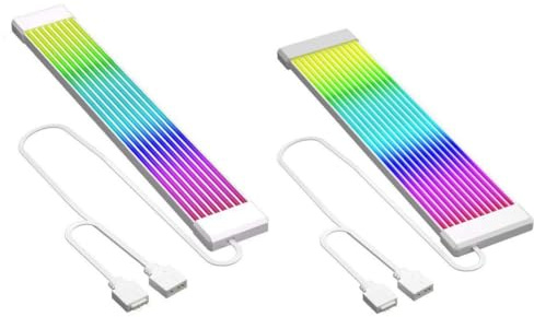 Giuneuow PC RGB Light Strip, PSU Extension Cable, Light Up LED Strip Set for GPU and Motherboard PC Cables, 5V 3 Pin ARGB Sync