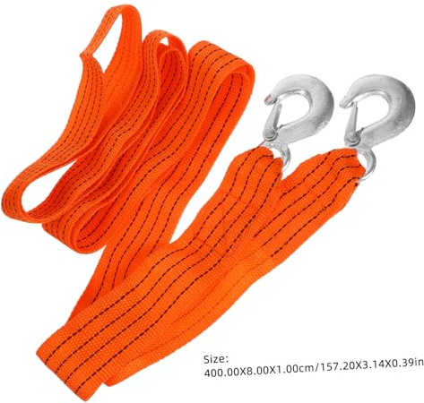 Hemobllo Cinghia Traino Auto con Gancio Metri Resistente Alta Visibilità Fluorescente per Rimorchio e Barca Fune Traino Pesante Sicura e Affidabile