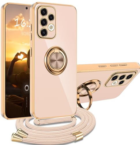 XCYYOO Hülle für Samsung Galaxy A52 5G/4G / A52S mit Band, Handyhülle Samsung Galaxy A52 5G/4G / A52S mit Kette Kordel Ständer Kratzfest Silikon Handykette Stoßfeste Schutzhülle, Rosa