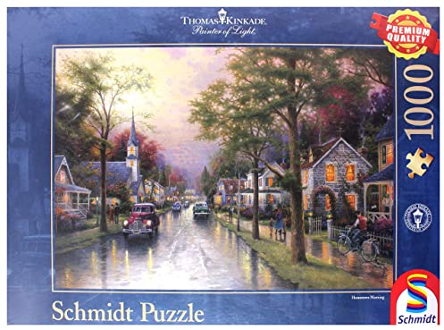 Schmidt Spiele 58441 Thomas Kinkade, Morgen in der kleinen Stadt, 1000 Teile Puzzle