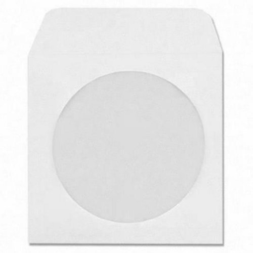 Four Square Media 1000 CD Paper Sleeves White with Window and Flap - 1000 pack