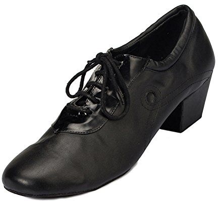 MINITOO Herren Latein Salsa Tango Schnursenkel Schwarz Glattleder Performance Tanzschuhe EU 46