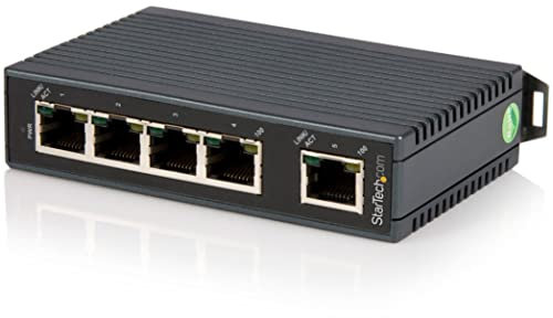Startech.Com Switch di Rete Commutatore Industriale Ethernet a 5 Porte, Guida Din / Montabile a Parete