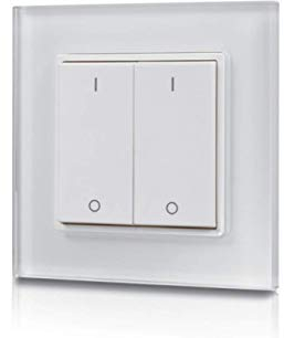Funk-LED-Dimmer Wandaufbau Doppel- Wippschalter 2-Zonen Sender (SR-2833K2) Batteriebetrieben für SR-1009xx Empfänger