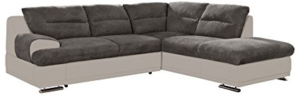 Mivano Ecksofa Coast / Große Sofagarnitur in L-Form mit Ottomane rechts / 264 x 88 x 217 / Materialmix: Braun/Beige