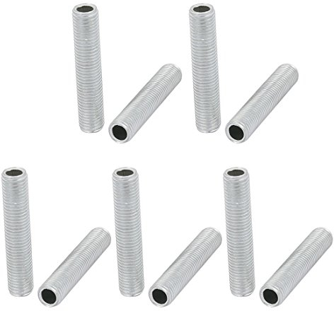 sourcing map 10Pack Lampenrohrnippel M8 Gewinde 40mm Hohl Reparaturteil silber verzinkt
