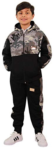 A2Z 4 Kids Kids Boys Girls Tracksuit A2Z Badged Camouflage Hooded Top Botom - T.S Camo 603 Charcoal 5-6