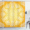 ABAKUHAUS Jaune Rideau de Douche, Snowflakes Floral, Tissu Ensemble de Décor de Salle de Bain avec Crochets, 175 cm x 240 cm, Jaune et Blanc