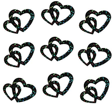 Oblique-Unique® 100 Stk Deko Doppel Herzen - Farbwahl (Schwarz Glitzereffekt)