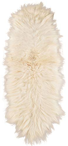 Generisch ÖKO Island LAMMFELL Teppich DOPPELFELL BETTVORLEGER Creme Weiss LANGWOLLIG CA. 200 x 60 cm Fell Teppich LANGWOLLIG AUS 2 Island LAMMFELLEN