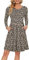 AUSELILY Women's Long Sleeve Pleated Loose Swing Casual Dress with Pockets Knee Length Leopard XL