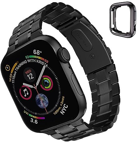 chuangshiji Correa Compatible con Apple Watch Band de 38 mm 40mm 41 mm, Pulsera para iWatch Series SE/9/8/7/6/5/4/3/2/1 mujeres y hombres Bracelet de Metal de acero inox, negro