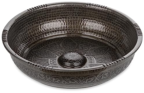 Alisveristime Traditionelle türkische Hamamschale mit authentischen Motiven (440 g) aus Zink (20 cm Durchmesser) (schwarz)