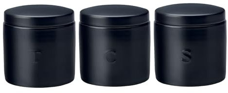 Maxwell & Williams IA0055 Vorratsdosen-Set 3-teilig – 600 ml Füllvolumen Schwarz, Porzellan – Epicurious – Geschenkbox