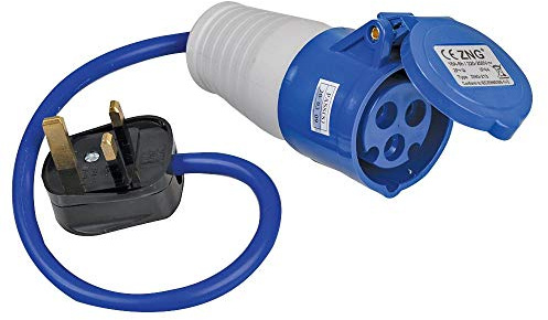 16 A, 230 V, prise secteur britannique 13 A vers prise CEE, 2P+E, bleu, 350 mm