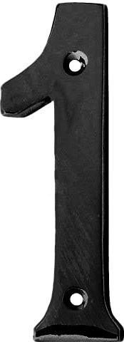 Motivo lettere in ottone da 10,2 cm, decorazione per casette postali, decorazione da parete per esterni, numeri per indirizzi esterni (nero satinato, numero 1)