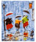 Wohnzimmerdekoration Leinwand Wandkunst Drei schöne alte Damen halten Regenschirme und Hunde tanzen im Regen-40x50cm rahmenlos