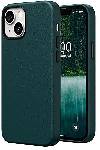 SURPHY Pelle Cover Compatibile con iPhone 13 Mini 5.4 Pollici(2021), Custodia in Premium PU Pelle Protettiva Case(con Metallic Buttons & Fodera in Microfibra) per iPhone 13 Mini, Teal Verde