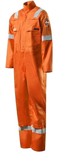 Roots Original Roots Orange Welders Overalls, Flame Resistant Flambuster Classic Mens Boilersuit Overalls - 48