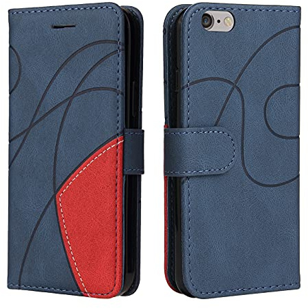 Fatcatparadise Cover per iPhone 6S / iPhone 6 (4,7 Pollici), Flip Caso in PU Pelle Case Cover Libro Portafoglio Protettiva Custodia con TPU Antiurto,[Kickstand][Slot per Schede][Magnetica] (Blu)