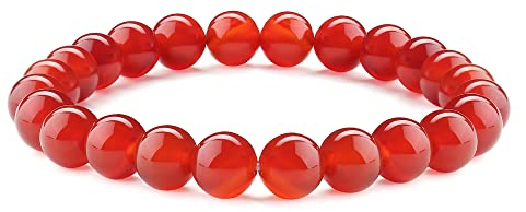 ADRAMATA Natural Carnelian Gemstone Bracelet - 4/6/8mm Crystal Beads, Red Carnelian Stone, Stretch/Braided Bracelet for Women & Men