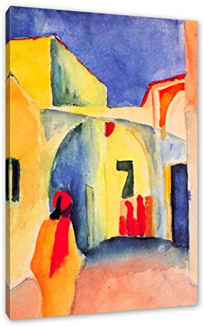Pixxprint August Macke - Blick auf eine Allee in Tunis, Größe: 60x40cm, Leinwandbild, fertig gespannt, Wandbild, Dekoration, Kunstdruck, kein Poster