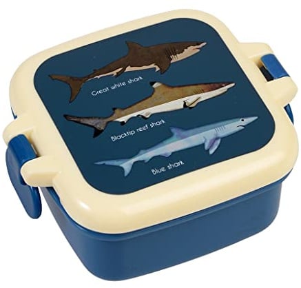 Rex London Sharks Snacktopf - BPA-freier Kunststoff, Blau, Snackdose, Snackbehälter, MEAL_HOLDER