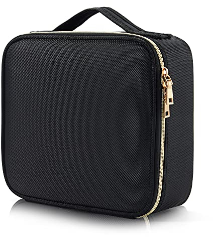 Makeup Bag Vanity Case Travel Make Up Bag Makeup Organiser Bag Make up Bags for Women Travel Makeup Case Make Up Organiser Bag Beauty Case Makeup Box (Black)