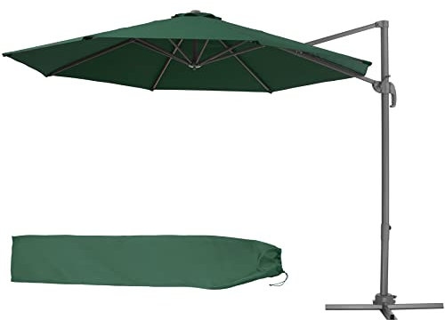 TecTake 403134 Parasol Déporté excentré de plage de balcon de jardin à Pied, en Aluminium, inclinable et réglable en hauteur, Protection UV 50+, Ø 300 cm