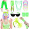 80s Fancy Dress Costumes Accessories, 1980s Fancy Style Dresses Party Sets & Kits for Women, Neon Leg Warmers Necklaces Bracelet Fishnet Gloves Lace Bow Headband Earrings Sunglasses-Green