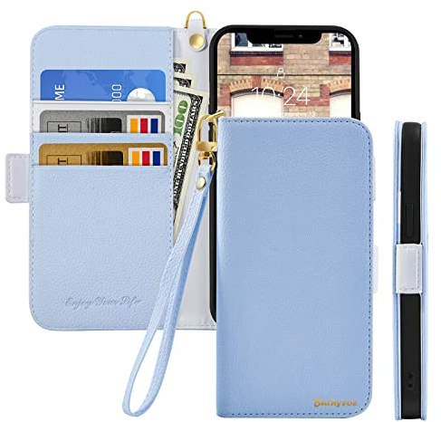 Butnyeoe Coque pour iPhone XR Rabat,Housse iPhone XR Clapet,Portefeuille Etui avec Fonction Support et Porte-Carte,Litchi Texturé Cuir/Antichoc Flip Cover Case.Bleu Clair