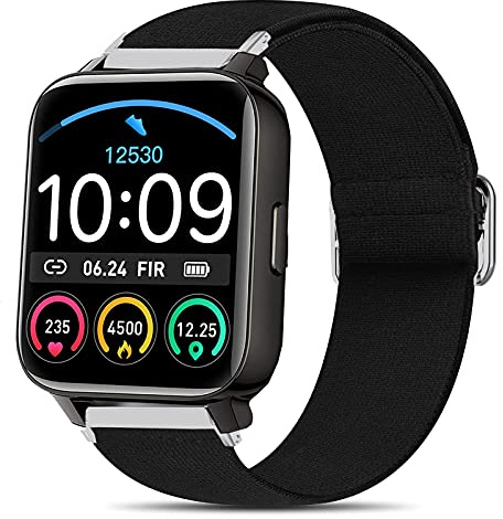 Onetuo Ersatzarmband für Motast 4,3 cm Smartwatch, dehnbar, Nylon, verstellbar, kompatibel mit Motast Smartwatch 4,3 cm / MuGo P36A Smartwatch, AGPTEK 4,3 cm Smartwatch, Rinsmola 4,3 cm Smartwatch