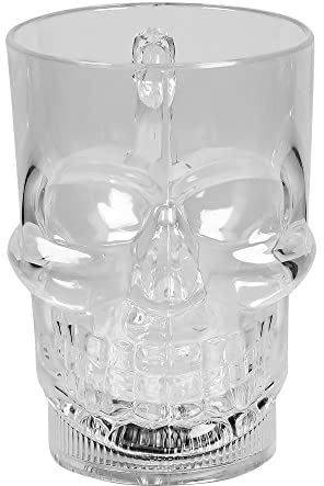 Boland-72337 Skull Gobelet LED crâne, 72337, Transparent, 400 ML