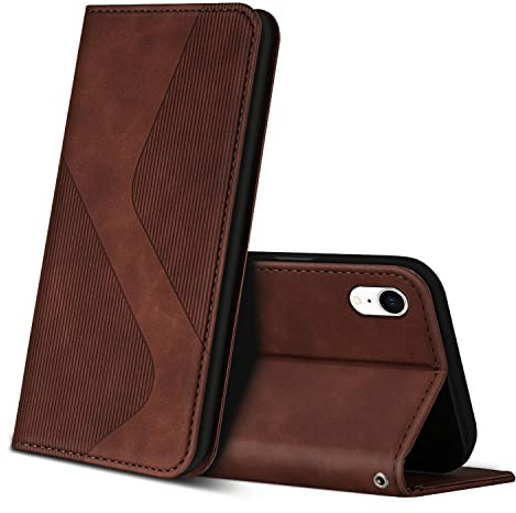 ZONNAVI Hülle für iPhone XR, PU Leder Handyhülle mit Kartenfächer und Standfunktion, Lederhülle Flip Wallet Case Schutzhülle für iPhone XR (Braun)